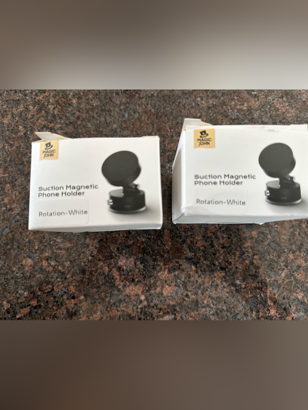 Pair of white Magnetic Suction Phone Holder for watching videos or recording